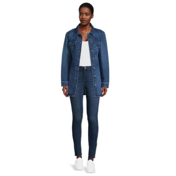 🆕 Women’s Belted Blue Denim Jean Jacket XL 16 18 NWT Time and Tru New! - Picture 5 of 10